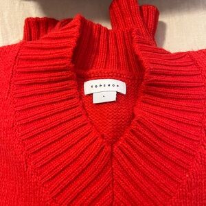Topshop V-Neck Sweater in Bold Red